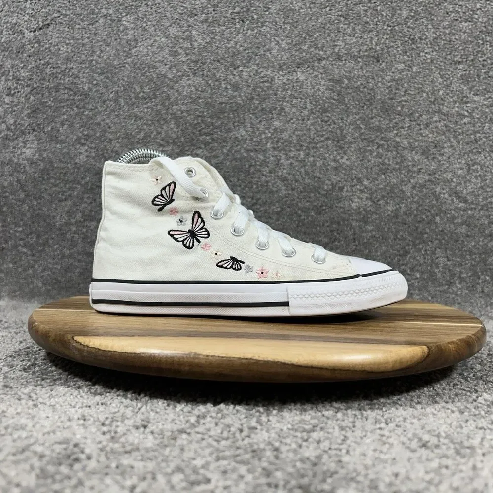 Converse Chuck Taylor All Star A08739F Kids Size 2 White Butterfly Shoes Used